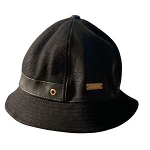 Kangol wool & faux leather black bucket hat